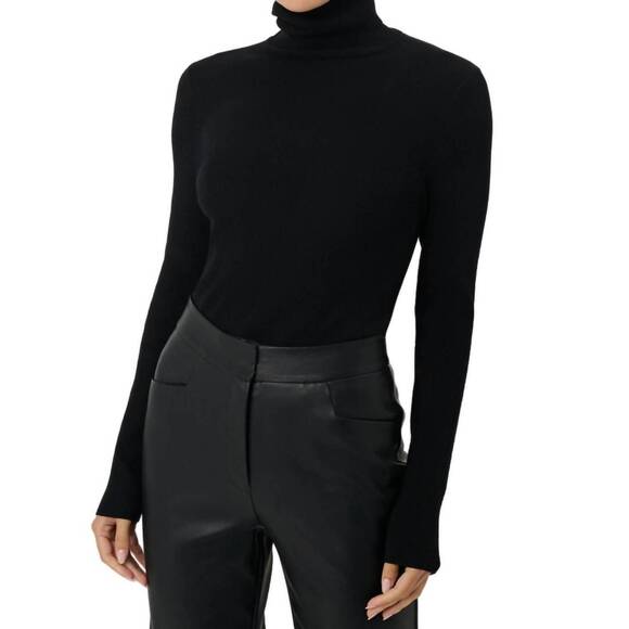 NEW TOCCIN valeria rib knit turtleneck sweater in jet black